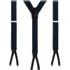 Viola Milano - Classic Width Braces L Braid Ends - Solid Navy - Handmade in Italy - Luxury Exclusive Collection - Avvenice