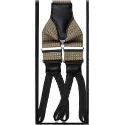 Viola Milano - Classic Width Braces L Braid Ends - Polka Dot Taupe - Handmade in Italy - Luxury Exclusive Collection - Avvenice
