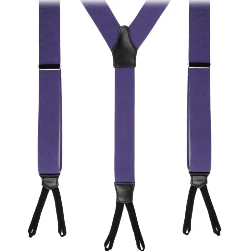 Viola Milano - Classic Width Braces L Braid Ends - Solid Purple - Handmade in Italy - Luxury Exclusive Collection - Avvenice