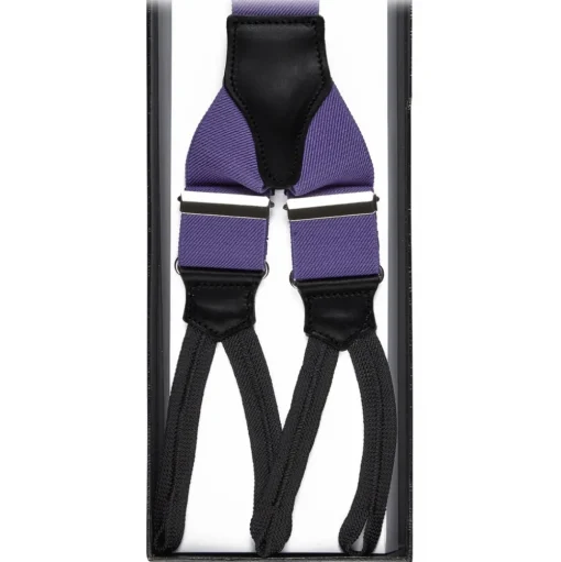 Viola Milano - Classic Width Braces L Braid Ends - Solid Purple - Handmade in Italy - Luxury Exclusive Collection - Avvenice