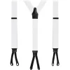 Viola Milano - Classic Width Braces L Braid Ends - Solid White - Handmade in Italy - Luxury Exclusive Collection - Avvenice