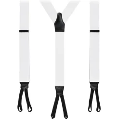 Viola Milano - Classic Width Braces L Braid Ends - Solid White - Handmade in Italy - Luxury Exclusive Collection - Avvenice