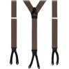 Viola Milano - Classic Width Braces L Braid Ends - Solid Coffee - Handmade in Italy - Luxury Exclusive Collection - Avvenice