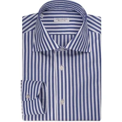 Viola Milano - Como Stripe Cut-Away Collar Dress Shirt - Light Blue/White - Handmade in Italy - Luxury Exclusive Collection - Avvenice