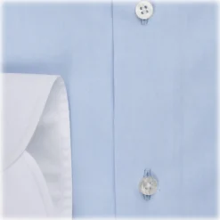 Viola Milano - Contrast Collar Button-Down Collar Dress Shirt - Light Blue - Handmade in Italy - Luxury Exclusive Collection - Avvenice