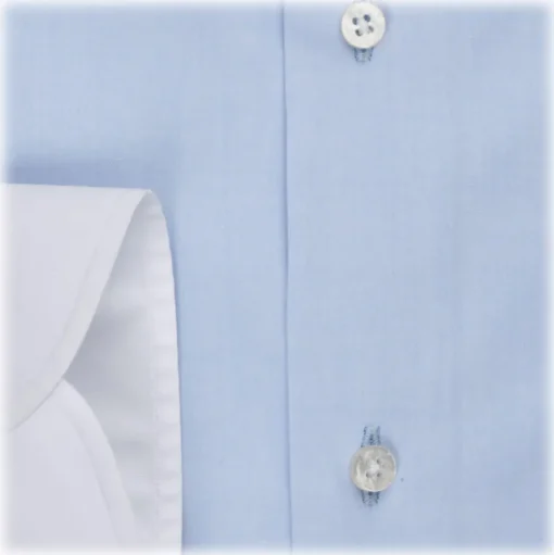 Viola Milano - Contrast Collar Button-Down Collar Dress Shirt - Light Blue - Handmade in Italy - Luxury Exclusive Collection - Avvenice