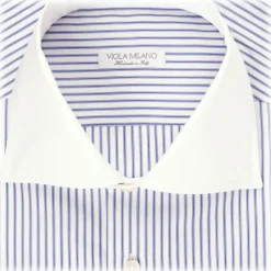 Viola Milano - Contrast Collar Cut-Away Collar Shirt - Multi Stripe - Handmade in Italy - Luxury Exclusive Collection - Avvenice