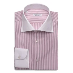 Viola Milano - Contrast Collar Shirt - Red and White - Handmade in Italy - Luxury Exclusive Collection - Avvenice