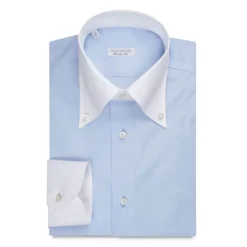 Viola Milano - Contrast Collar Shirt - Light Blue - Handmade in Italy - Luxury Exclusive Collection - Avvenice