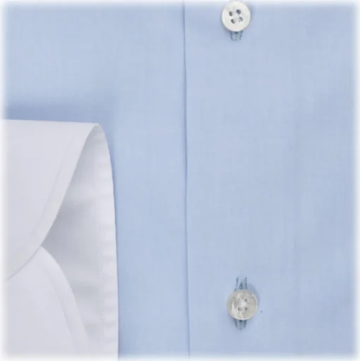 Viola Milano - Contrast Collar Shirt - Light Blue - Handmade in Italy - Luxury Exclusive Collection - Avvenice
