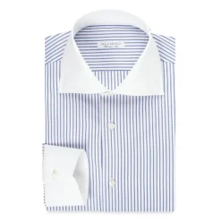 Viola Milano - Contrast Collar Shirt - Multi Stripe - Handmade in Italy - Luxury Exclusive Collection - Avvenice