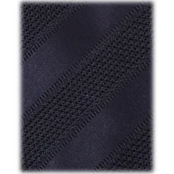 Viola Milano - Contrast Stripe 3-fold Grenadine Tie - Navy - Handmade in Italy - Luxury Exclusive Collection - Avvenice