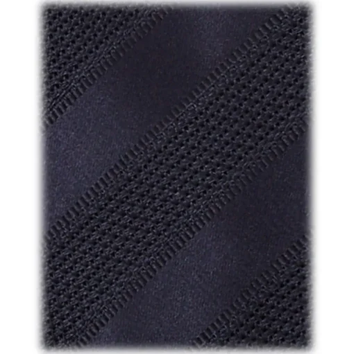Viola Milano - Contrast Stripe 3-fold Grenadine Tie - Navy - Handmade in Italy - Luxury Exclusive Collection - Avvenice