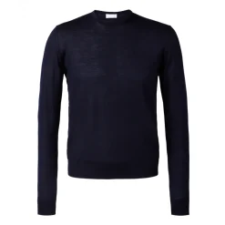 Viola Milano - Crew-Neck Merino Jumper - Navy - Handmade in Italy - Luxury Exclusive Collection - Avvenice