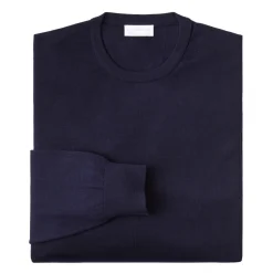 Viola Milano - Crew-Neck Merino Jumper - Navy - Handmade in Italy - Luxury Exclusive Collection - Avvenice