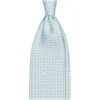 Viola Milano - Cross Pattern Handprinted Selftipped Silk Tie - Menthol/White - Handmade in Italy - Luxury Exclusive Collection - Avvenice