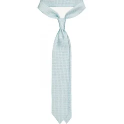 Viola Milano - Cross Pattern Handprinted Selftipped Silk Tie - Menthol/White - Handmade in Italy - Luxury Exclusive Collection - Avvenice