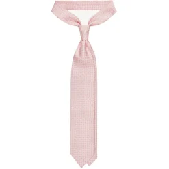 Viola Milano - Cross Pattern Handprinted Selftipped Silk Tie - Pink/White - Handmade in Italy - Luxury Exclusive Collection - Avvenice