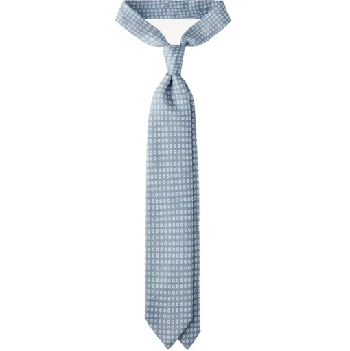 Viola Milano - Cube Pattern Selftipped Silk Tie - Ice Blue - Handmade in Italy - Luxury Exclusive Collection - Avvenice