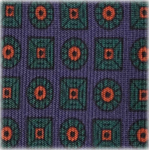 Viola Milano - Diamond Floral Handprinted Ancient Madder Silk Tie - Sea - Made in Italy - Luxury Exclusive Collection - Avvenice