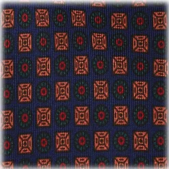 Viola Milano - Diamond Floral Handprinted Ancient Madder Silk Tie – Navy Mix - Made in Italy - Luxury Exclusive Collection - Avvenice