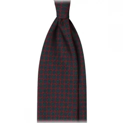 Viola Milano - Diamond Floral Handprinted Ancient Madder Silk Tie - Wine - Made in Italy - Luxury Exclusive Collection - Avvenice