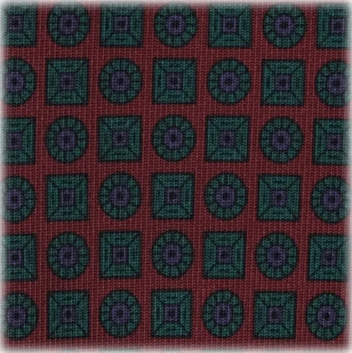 Viola Milano - Diamond Floral Handprinted Ancient Madder Silk Tie - Wine - Made in Italy - Luxury Exclusive Collection - Avvenice