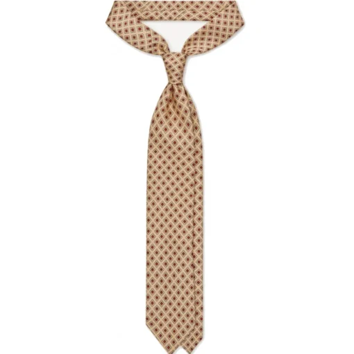 Viola Milano - Diamond Pattern 3-Fold Handprinted Selftipped Silk Tie - Yellow - Handmade in Italy - Luxury Exclusive Collection - Avvenice