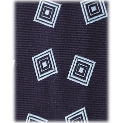 Viola Milano - Diamond Pattern Handrolled Woven Silk Tie - Navy/Sea - Handmade in Italy - Luxury Exclusive Collection - Avvenice