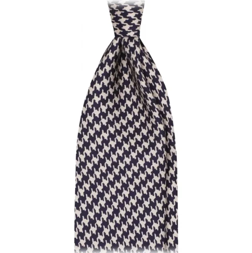 Viola Milano - Dogtooth Selftipped Italian Silk Tie - Navy - Handmade in Italy - Luxury Exclusive Collection - Avvenice