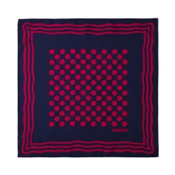 Viola Milano - Dot Wave Silk Pocket Square - Navy and Wine - Handmade in Italy - Luxury Exclusive Collection - Avvenice