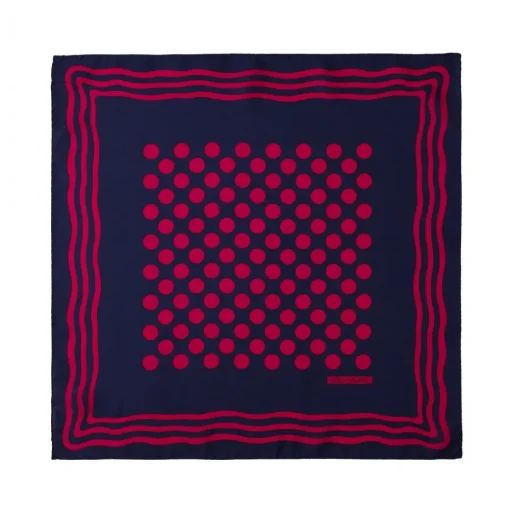 Viola Milano - Dot Wave Silk Pocket Square - Navy and Wine - Handmade in Italy - Luxury Exclusive Collection - Avvenice
