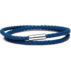 Viola Milano - Double Braided Italian Leather Bracelet - Blue - Handmade in Italy - Luxury Exclusive Collection - Avvenice