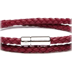 Viola Milano - Double Braided Italian Leather Bracelet - Blood - Handmade in Italy - Luxury Exclusive Collection - Avvenice