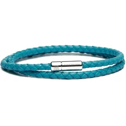 Viola Milano - Double Braided Italian Leather Bracelet - Turquoise - Handmade in Italy - Luxury Exclusive Collection - Avvenice