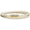 Viola Milano - Double Braided Italian Leather Bracelet Gold Clasp - Off White - Handmade in Italy - Luxury Exclusive Collection - Avvenice
