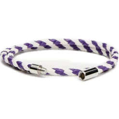 Viola Milano - Double Braided Two-Tone Italian Leather Bracelet - WhitePurple - Handmade in Italy - Luxury Exclusive Collection - Avvenice