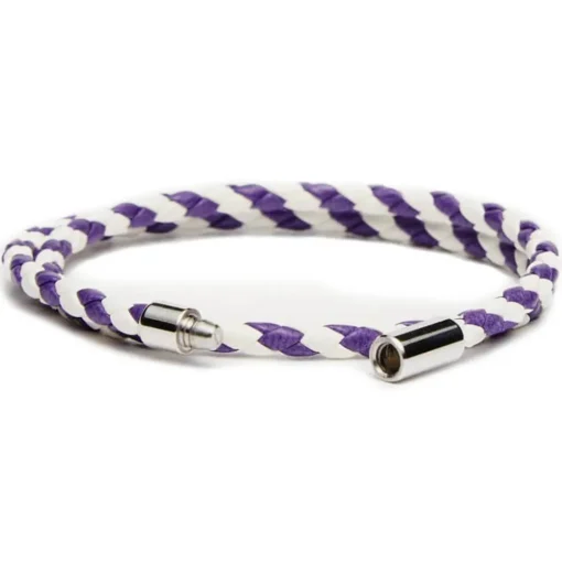 Viola Milano - Double Braided Two-Tone Italian Leather Bracelet - WhitePurple - Handmade in Italy - Luxury Exclusive Collection - Avvenice