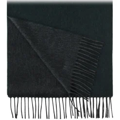 Viola Milano - Double Face 100% Zibellino Cashmere Scarf - Forest/Grey - Handmade in Italy - Luxury Exclusive Collection - Avvenice