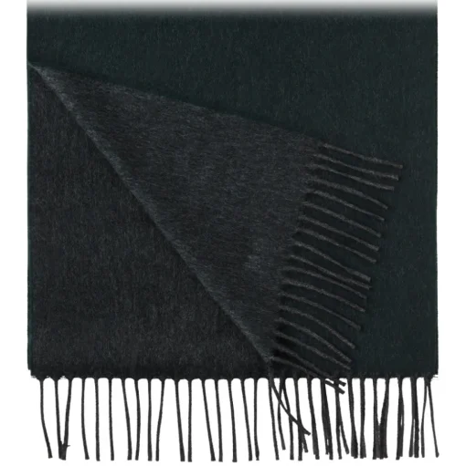Viola Milano - Double Face 100% Zibellino Cashmere Scarf - Forest/Grey - Handmade in Italy - Luxury Exclusive Collection - Avvenice