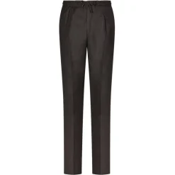 Viola Milano - Drawstring Limited Sports Club Flannel Trousers - Brown - Handmade in Italy - Luxury Exclusive Collection - Avvenice