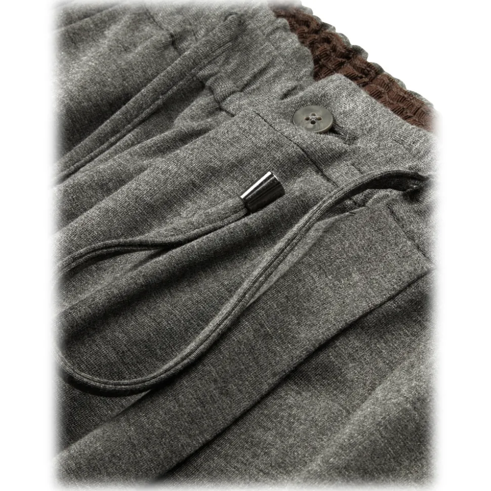 Viola Milano - Drawstring Limited Sports Club Jersey Trousers - Grey - Handmade in Italy - Luxury Exclusive Collection - Avvenice