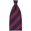 Viola Milano - Fina Stripe 3-Fold Grenadine Tie - Navy/Red - Handmade in Italy - Luxury Exclusive Collection - Avvenice