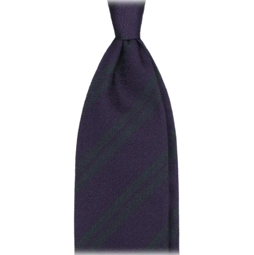 Viola Milano - Fina Stripe 3-Fold Grenadine Tie - Navy/Forest - Handmade in Italy - Luxury Exclusive Collection - Avvenice