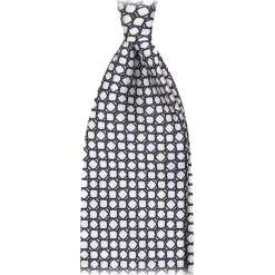 Viola Milano - Floral Chain Selftipped Italian Silk Tie - White - Handmade in Italy - Luxury Exclusive Collection - Avvenice