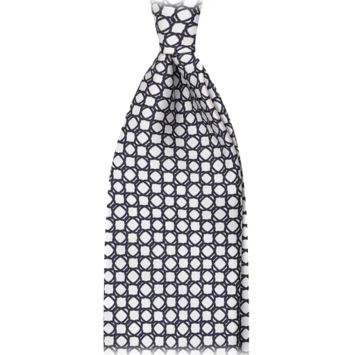 Viola Milano - Floral Chain Selftipped Italian Silk Tie - White - Handmade in Italy - Luxury Exclusive Collection - Avvenice