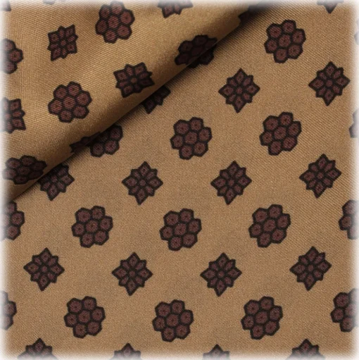 Viola Milano - Floral Italian Silk Ascot Tie - Sand - Handmade in Italy - Luxury Exclusive Collection - Avvenice