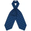 Viola Milano - Floral Italian Silk Ascot Tie - Navy - Handmade in Italy - Luxury Exclusive Collection - Avvenice