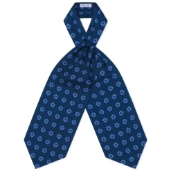 Viola Milano - Floral Italian Silk Ascot Tie - Navy - Handmade in Italy - Luxury Exclusive Collection - Avvenice