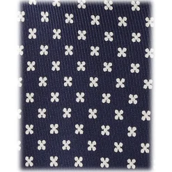 Viola Milano - Floral Pattern Selftipped Italian Silk Tie - Navy/White - Handmade in Italy - Luxury Exclusive Collection - Avvenice